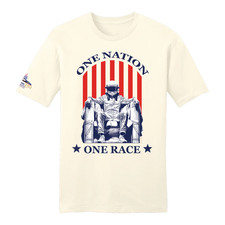 Freedom 250 One Nation One Race Patriotic Racing Graphic T-Shirt S-5XL White picture