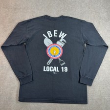 VTG IBEW Local 19 Bayside Heavyweight 100% Cotton Long Sleeve Shirt Large USA picture