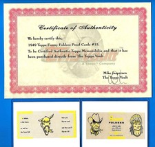 TOPPS VAULT 1949 FUNNY FOLDEES 2 PROOF CARDS FOR CARD #15  BLANK BACKS W/COA picture