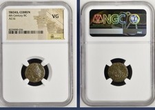 Cebren Troas 387BC-310BC Ancient Rare NGC Graded VG Apollo and Ram Head Kebren picture