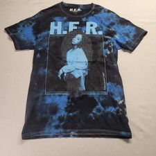 H.E.R. Tour T-Shirt Blue Black Tie Dye Graphic Concert Tee Mens Small S picture