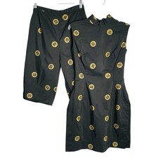 Vtg Alfred Shaheen Womens Hawaii Set S Black Asian Detail Cheongsam Tunic Shorts picture