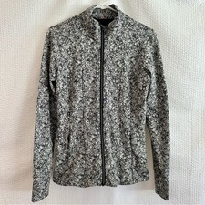Athleta Shanti Salutation Black Cream Full Zip Jacket Size Medium Yoga Running picture