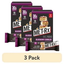 3 pack MET-Rx Big 100 High Protein Meal Replacement Bars, Blueberry Cobbler, 3 picture