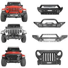 For 18-25 Wrangler Jeep JL & JT Textured Steel Front Bumper Bar w/ Led Lights picture