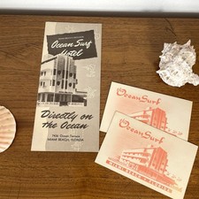 VTG Ocean Surf Hotel Brochure & Postcards Miami Beach Florida FL Art Deco Beach picture