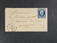 1857 FRANCE cover - Meru via Paris to Angers - Scott 15a (Ceres 14a) picture