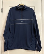Vintage Y2K Nike Men’s Large Navy Center Swoosh 1/2 Zip Pullover Jacket picture