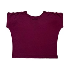NWOT Fair Indigo XL Organic Cotton Top Burgundy Boysenberry Button Shoulder picture