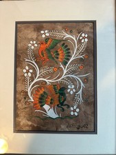 VTG -Mexican Amate bark painting, (10in x 12in), by Mexican folk artis Dominguez picture