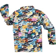 NWT Loudmouth Chef Coat Cotton Medium Bright Fun Mixtape Pattern picture