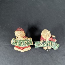 Vintage 1986 Crunkleton Folk Art Santa Claus 2-Pc Set Merry Christmas Banner picture