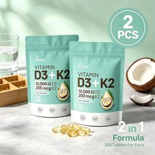 2pcs Vivonu Vitamin D3 + K2 Softgels Coconut Oil Bone Immune Support Supplement picture
