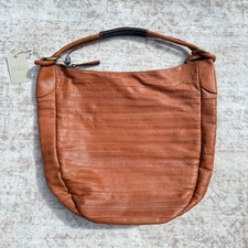 IL DUCA Hobo Bag Womens Large Brown NEW Leather Made in Italy Tiered Stitch picture