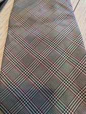 Brooks Brothers Pure Silk Woven Plaid Pointed Tie Gray Black Red picture