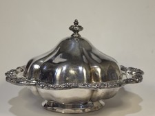 Vintage POOLE 407 Lancaster Rose EPCA Silverplate SERVING DISH WITH DOMED LID picture