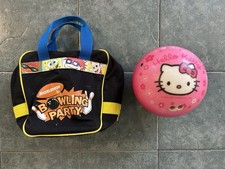 Vintage 2004 Hello Kitty Bowling Ball With Vintage Nickelodeon Bowling Party Bag picture