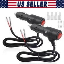 12-24V Fused LED Car Cigarette Lighter Plug Socket Cable Adapter w/ Switch Lot picture