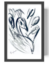 Guajardo Art Original 9x6 Expressionist Beautiful Peacock Signed Sumi-e Paper picture