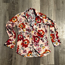 Express Portofino Shirt Men's XS Slim Fit Pink Floral Long Sleeve Button-Up picture