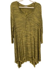 Mod-O-Doc Tunic Dress XL Space Dyed Relaxed Fit Yellow Black Lagenlook Sharkbite picture