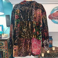 VINTAGE 90's UNWORN PATCHWORK SILK BLEND VELVET LACE JACKET BY ALEXANDER BROWN picture