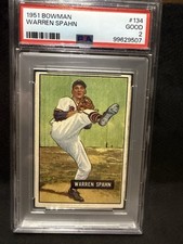1951 Bowman Warren Spahn #134 Boston Braves PSA 2 Graded Baseball Card picture