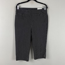 Chicos So Slimming Brigitte Capri Pants Size 1.5 US 10 Black White Pull On picture