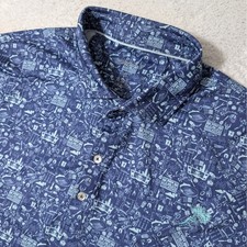 johnnie-O Polo Mens XL Blue Football Tailgater 2.0 Touchdown Football Stretch picture