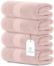 White Classic Luxury Bath Towels - Cotton Hotel spa Towel 27x54 4-Pack Pink picture