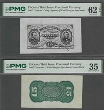 3rd Issue 15c SHERMAN/GRANT SPECIMEN with REVERSE Certified Fractional Currency picture