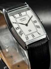 Vintage Refurbished Seiko Slim Tank Men's Wrist Watch -Leather Band picture