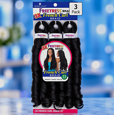 Freetress 3X French Curl Synthetic Curly Braid Hair Extensions 22 in 3 Pack picture
