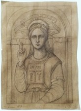 Collector's SALE Unique Artwork Our Lady La Salette Pencils Gold Laid Paper  picture