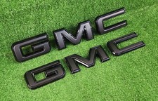 Fit for 2020-2024 GMC Sierra 1500 2500HD 3500HD Front & Rear Emblem Black 2PCS picture