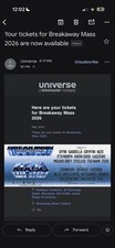 (2 tickets) Breakaway Mass 2026 2 Day GA tickets Aug 21-22, 2026 Worcester, MA picture