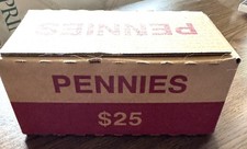 SEALED Bank Box 50 Rolls of Pennies  $25 FV Unopened Unsearched picture
