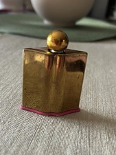 Miniature Coty Metal Perfume Bottle Gold Tone Pink Base Empty Vintage L’AIMANT picture