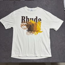 RHUDE Eagle Stamp Logo Graphic T-Shirt Off White Mens Size XL Oversized Tee picture