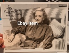 Bette Davis Signed 10.5 x 14 B&W Photo Oscar Award Autograph Joan Crawford RARE picture