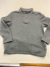 Weekends by Chico's Sz 1 Gray Quilted Quarter Zip Pullover Womens Sweater picture