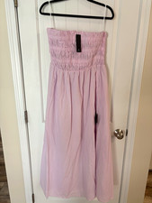Lulus Purple Strapless Smocked Midi A-Line Dress Solid Cotton Women’s XL picture