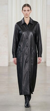 Vericci Women's L Black Lamb Leather Long Coat Lk New Vintage Whimsigoth Luxury picture