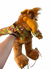 ALF Vintage 1980s Alien Plush Stuffed Animal Brown/Tan Floral Shirt Medium picture