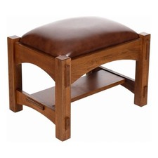 Pemberly Row Contemporary Mission Foot Stool in Chestnut Finish picture