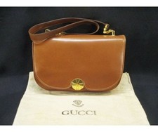OLD GUCCI Vintage Shoulder Bag / Leather Camel Brown Crest Charm with Dust Bag picture