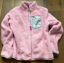 Xersion Girls 14 Pink/Gray Sherpa Fleece Full Zip Jacket w/ Pockets picture