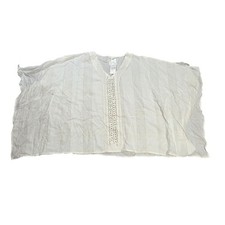 Forgotten Grace Striped Poncho Top Women's Size S/M White Embellished V-Neck NWT picture