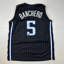Facsimile Autographed Paolo Banchero Orlando Black Pinstripe Jersey XL picture