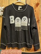 Cato Limited Edition Black Beaded Boo Sweatshirt Size S picture